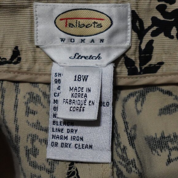 Talbots Stretch Cropped Pants Women's Size 18W Beige Paisley Straight Leg - Picture 5 of 10